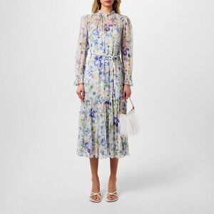 NWOT Zimmermann Blue and Purple Floral Long Sleeve Dress